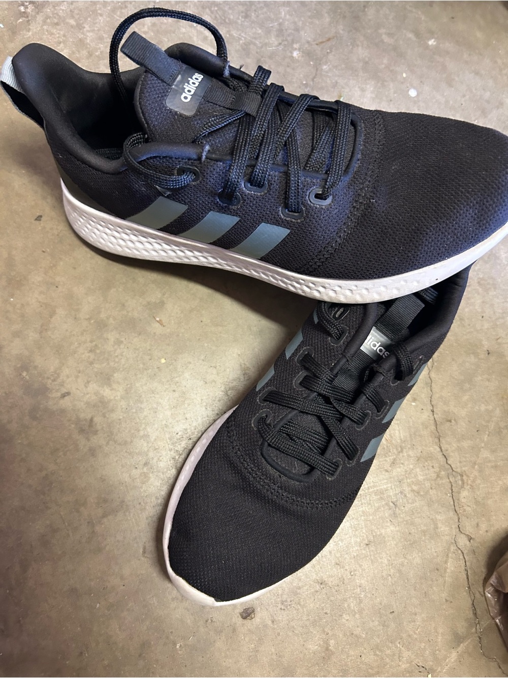 adidas Women’s Black Athletic Sneakers with Light Gray Stripes